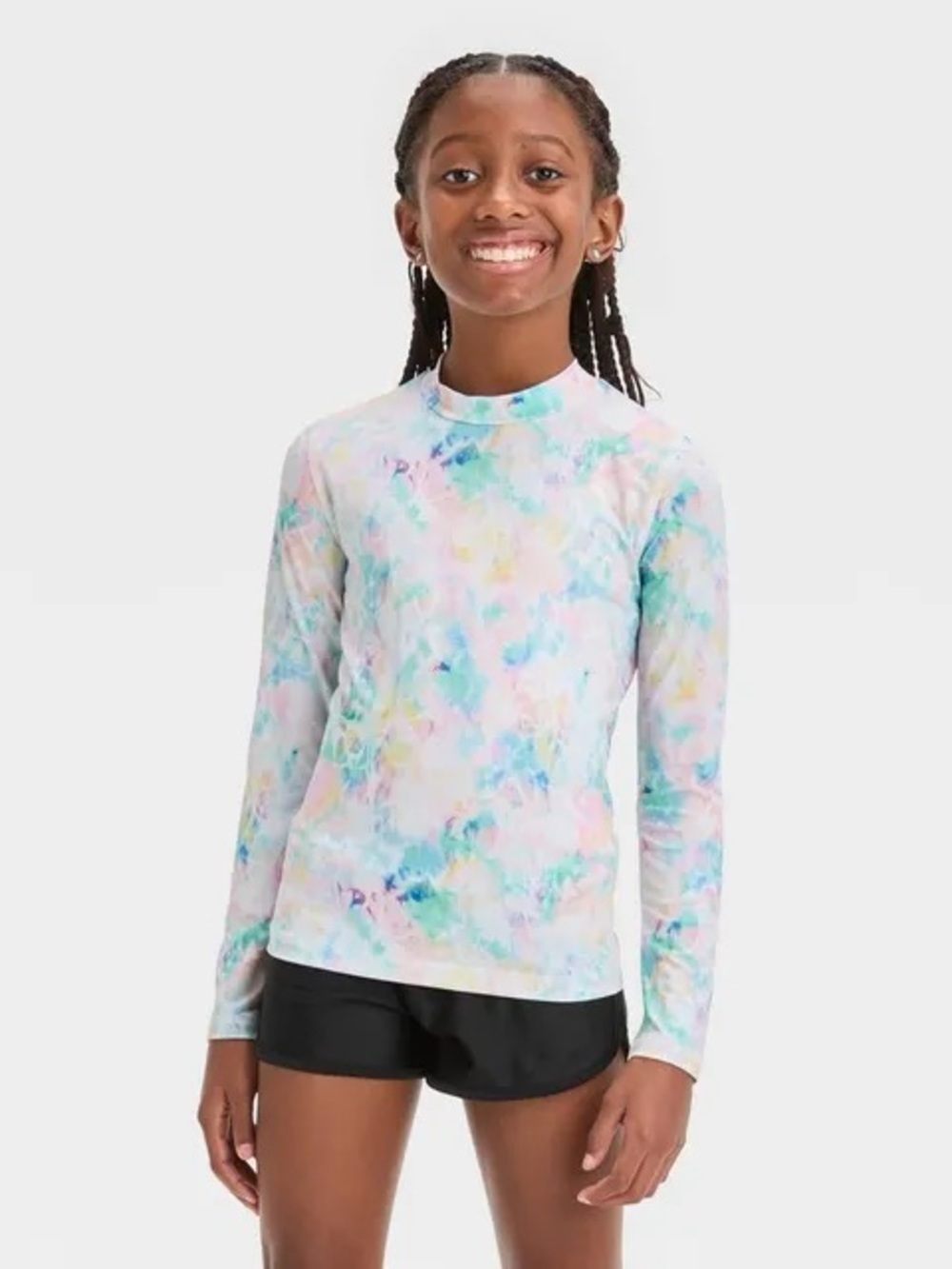 NWT Cat & Jack Tie-dye Swim Shirt Radhguard Girls Size Large